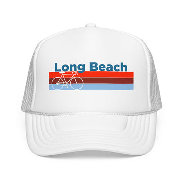 Buy white Long Beach, California Trucker Hat - Foam Long Beach Bike Cap