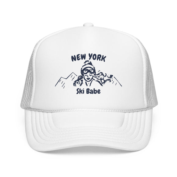 New York Ski Babe Trucker Hat — Foam Mesh Cap
