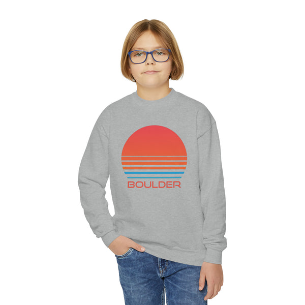 Boulder, Colorado Youth Sweatshirt - Unisex Kid's Boulder Crewneck Sweatshirt