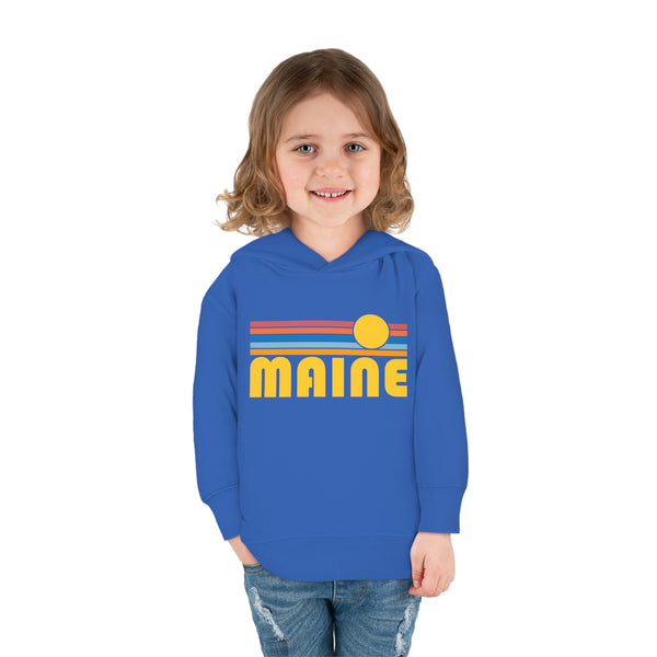 Maine Toddler Hoodie - Retro Sunrise Unisex Maine Toddler Sweatshirt