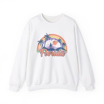 Florida Sweatshirt - Unisex Retro Beach Florida Crewneck Sweatshirt