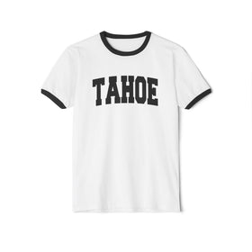 Buy white-black Lake Tahoe, California Cotton Ringer Graphic Tee - Unisex Lake Tahoe T Shirt, Vintage Style Tee, Men's/Women's Tee
