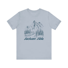 Buy light-blue Jackson Hole, Wyoming Graphic Tee - Mountain Illustration Jackson Hole T Shirt