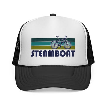 Steamboat, Colorado Retro Bike Trucker Hat - Vintage Style Steamboat Cap