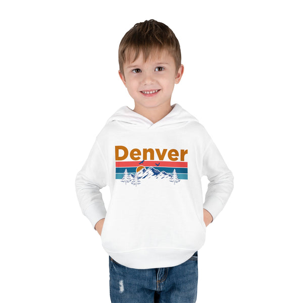 Denver Toddler Hoodie - Retro Mountain Sun Unisex Denver Toddler Sweatshirt