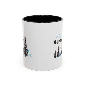 Vermont Retro Snow Skiing Mountain 11 oz Mug, Ski Lodge Decor Coffee Cup, Mountain Gondola Lover Gift, Retro Skiing Mug - 0