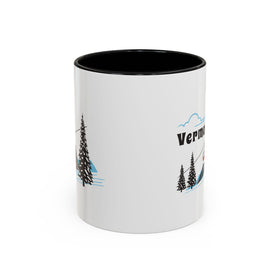 Vermont Retro Snow Skiing Mountain 11 oz Mug, Ski Lodge Decor Coffee Cup, Mountain Gondola Lover Gift, Retro Skiing Mug