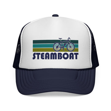 Buy dark-navy Steamboat, Colorado Retro Bike Trucker Hat - Vintage Style Steamboat Cap