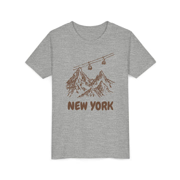 Buy athletic-heather New York Youth T-Shirt — Vintage Gondola Ski Mountain Tee