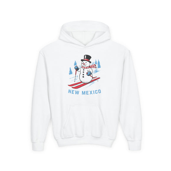 New Mexico Youth Hoodie - Skiing Snowman Kids New Mexico Hooded Sweatshirt