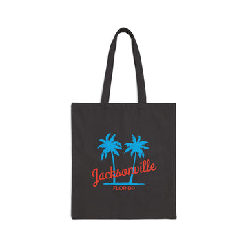 Jacksonville, Florida, Cotton Canvas Jacksonville Tote Bag - Palm Script - 0