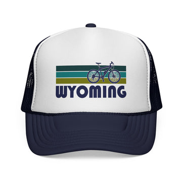 Buy dark-navy Wyoming Retro Bike Trucker Hat - Vintage Style Wyoming Cap