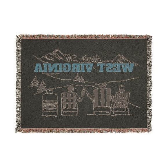 West Virginia Ski Town Throw Blanket | Mountain Woven Blanket