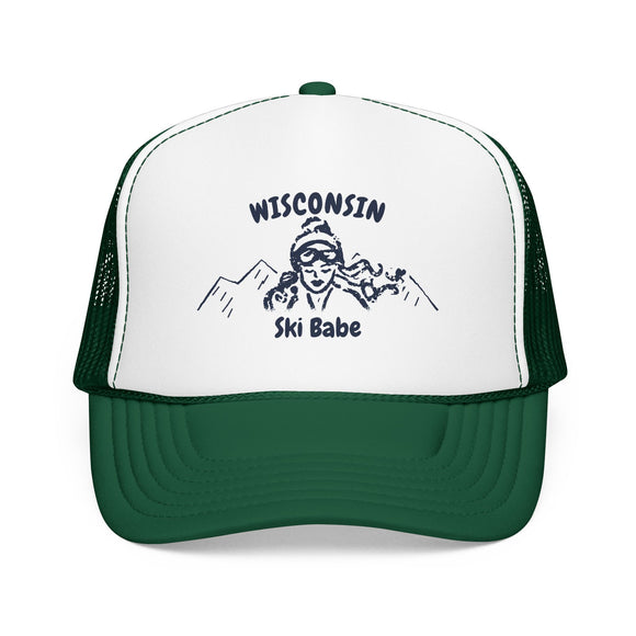 Wisconsin Ski Babe Trucker Hat — Foam Mesh Cap