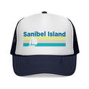 Sanibel Island, Florida Retro Sailboat Trucker Hat-2