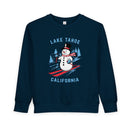 Lake Tahoe, California Toddler Sweatshirt - Skiing Snowman Lake Tahoe Toddler Crewneck Sweatshirt-3