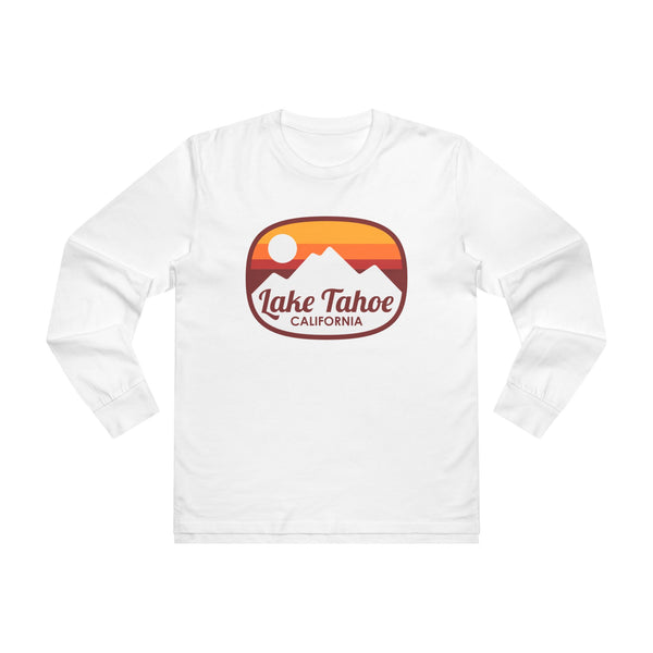 Lake Tahoe, California Mens Base Long-sleeve Tee - Retro Ombre Heavy Weight Long Sleeve T-shirt