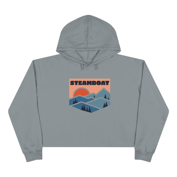 Women's Steamboat, Colorado Crop Hoodie - Premium Mountain Crop Sweatshirt