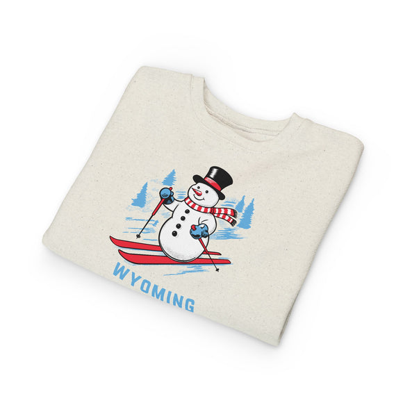 Wyoming Toddler Sweatshirt - Skiing Snowman Wyoming Toddler Crewneck Sweatshirt