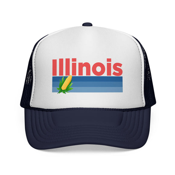 Illinois Retro Corn and Farm Trucker Hat