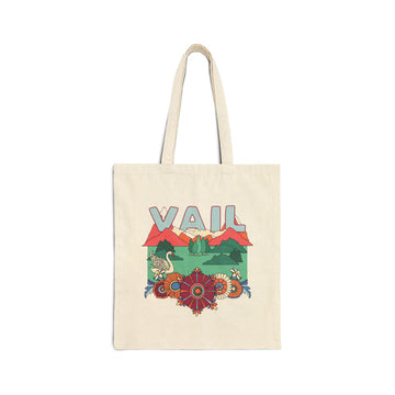 Vail, Colorado Cotton Canvas Tote Bag - 15" x 16" - Wildflower