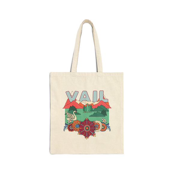 Vail, Colorado Cotton Canvas Tote Bag - 15" x 16"