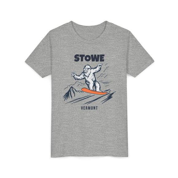 Stowe, Vermont Yeti Snowboard Youth Tee - Kids Skiing Shirt