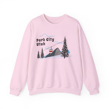 Buy light-pink Park City, Utah Sweatshirt - Unisex Retro Ski Mountain Gondola Park City Sweatshirt