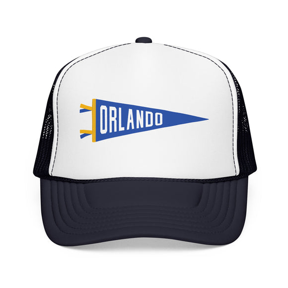 Orlando, Florida Pennant Trucker Hat — Retro Flag Foam Cap