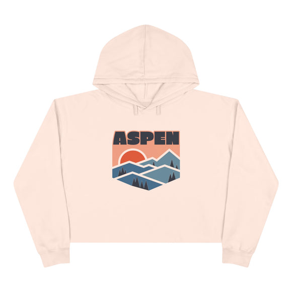 Women's Aspen, Colorado Crop Hoodie - Premium Mountain Crop Sweatshirt