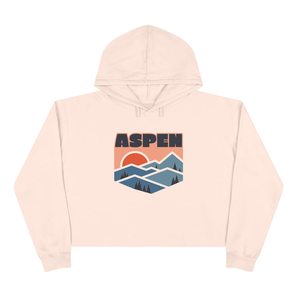 Women's Aspen, Colorado Crop Hoodie - Premium Mountain Crop Sweatshirt