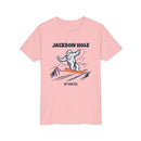 Jackson Hole, Wyoming Yeti Snowboard Youth Tee - Kids Skiing Shirt-5
