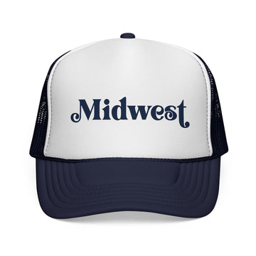 Buy dark-navy Midwest Retro Mountains Trucker Hat
