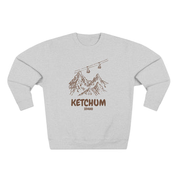 Buy heather-grey Premium Ketchum, Idaho Gondola Ski Mountain Sweatshirt