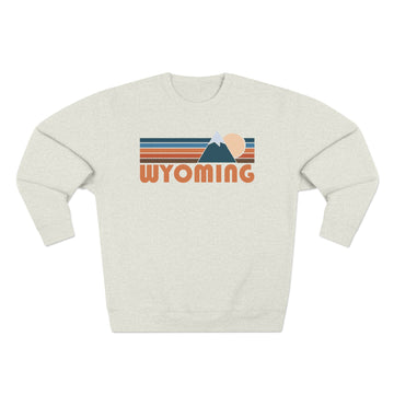 Premium Wyoming Retro Mountain Graphic Sweatshirt