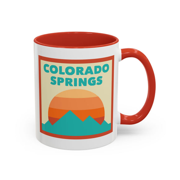 Colorado Springs, Colorado Retro Ombre Sun Mountain Coffee Mug 11 oz, Colorado Springs, Colorado Nature Lover Gift, Mountain Enthusiast Mug