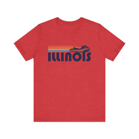Buy heather-red Illinois T Shirt - Retro Jetski PWC Graphic Illinois Tee