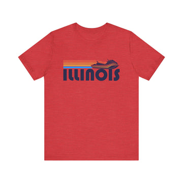 Buy heather-red Illinois T Shirt - Retro Jetski PWC Graphic Illinois Tee