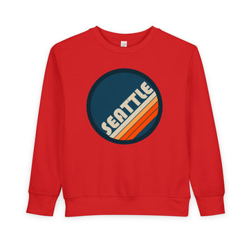 Buy red Seattle, Washington Toddler Sweatshirt - Retro Seattle Toddler Crewneck Sweatshirt
