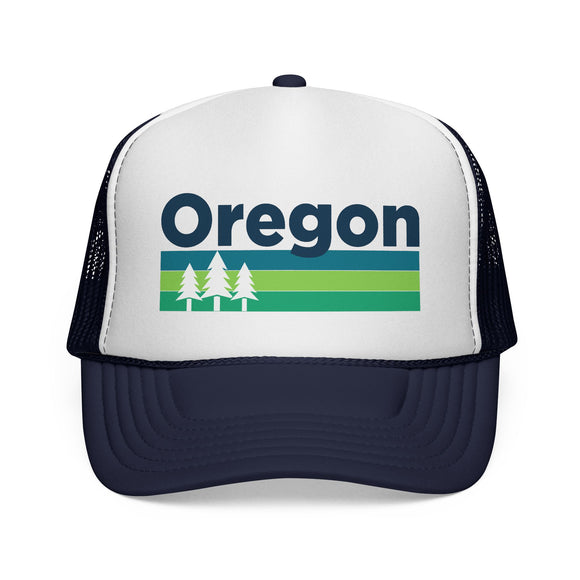 Oregon Retro Trees Trucker Hat - Vintage Style Oregon Cap