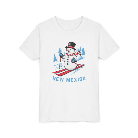 New Mexico Youth Skiing Snowman Tee - Kids T Shirt