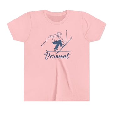 Buy pink Vermont Youth Vintage Snow Ski Graphic Tee - Kids T Shirt