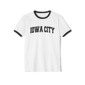 Buy white-black Iowa City, Iowa Cotton Ringer Graphic Tee - Unisex Iowa City T Shirt, Vintage Style Tee, Men's/Women's Tee