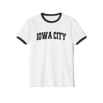 Buy white-black Iowa City, Iowa Cotton Ringer Graphic Tee - Unisex Iowa City T Shirt, Vintage Style Tee, Men's/Women's Tee