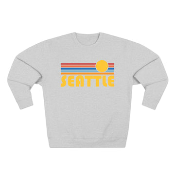Buy heather-grey Premium Seattle, Washington Retro Sun Graphic Sweatshirt