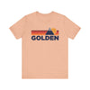 Retro Golden, Colorado T-shirt, Mountain Tee, Vintage Golden Unisex Jersey Shirt, Outdoor Hiking Apparel