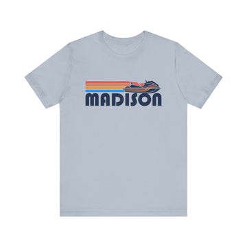 Buy light-blue Madison, Wisconsin T Shirt - Retro Jetski PWC Graphic Tee