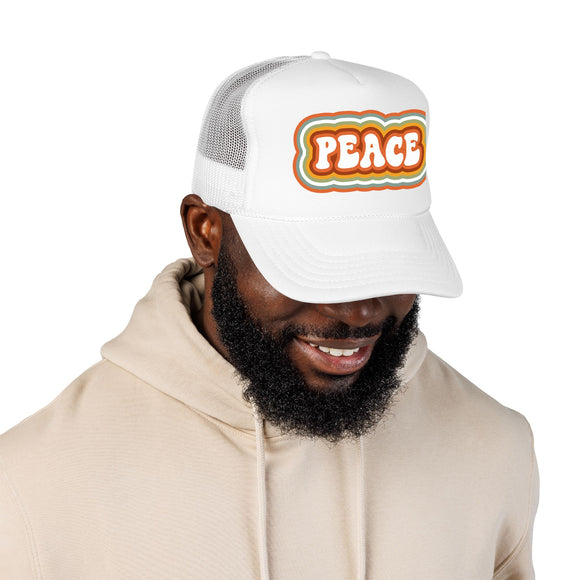Retro Peace Trucker Hat Boho
