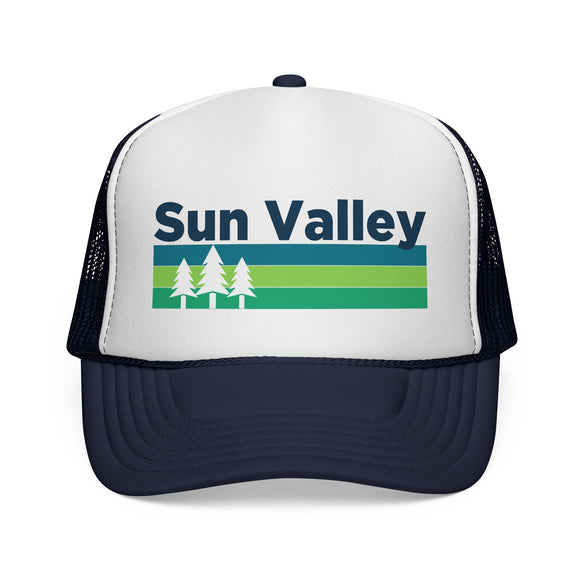 Sun Valley, Idaho Retro Trees Trucker Hat - Vintage Style Sun Valley Cap