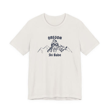 Buy vintage-white Oregon Ski Babe T‑Shirt - Retro Skiing Graphic Tee